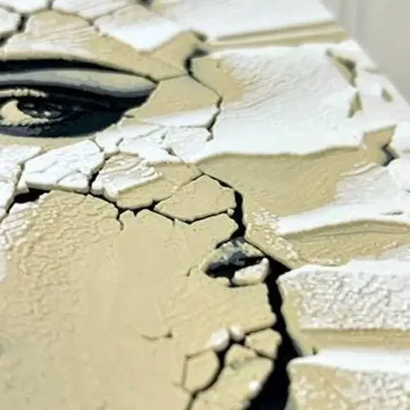 Woman in the Wall, Cracked Face Wall Art, Surreal Portrait Wall Decor - Picture 5 of 9